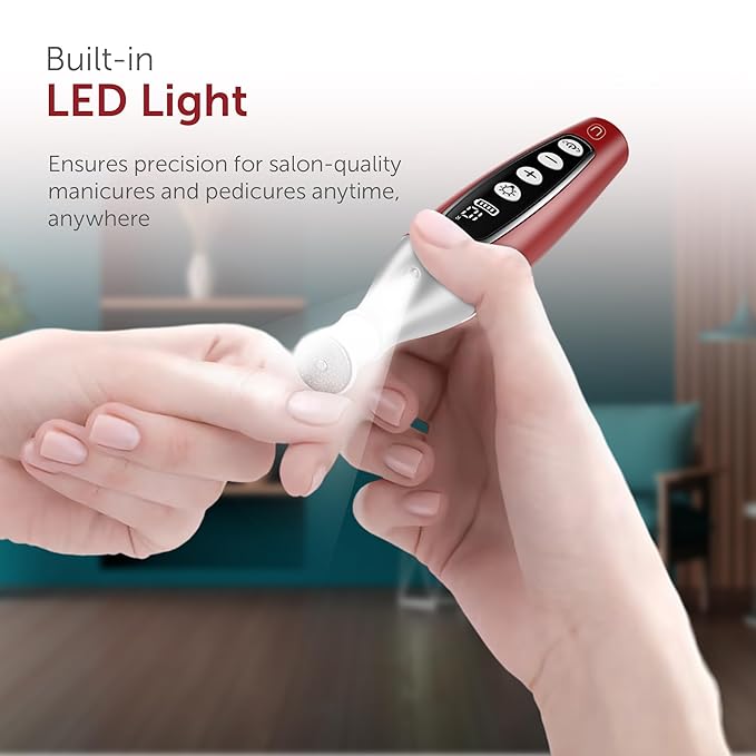 PediLux Pro Professional Manicure Pedicure Kit, Cordless Electric Nail File Drill Set, Thick Toenail Grinder, Toe Nail Dremel Tools, Filer, Buffer, Sander, Remove Cuticles, Callus for Women & Men