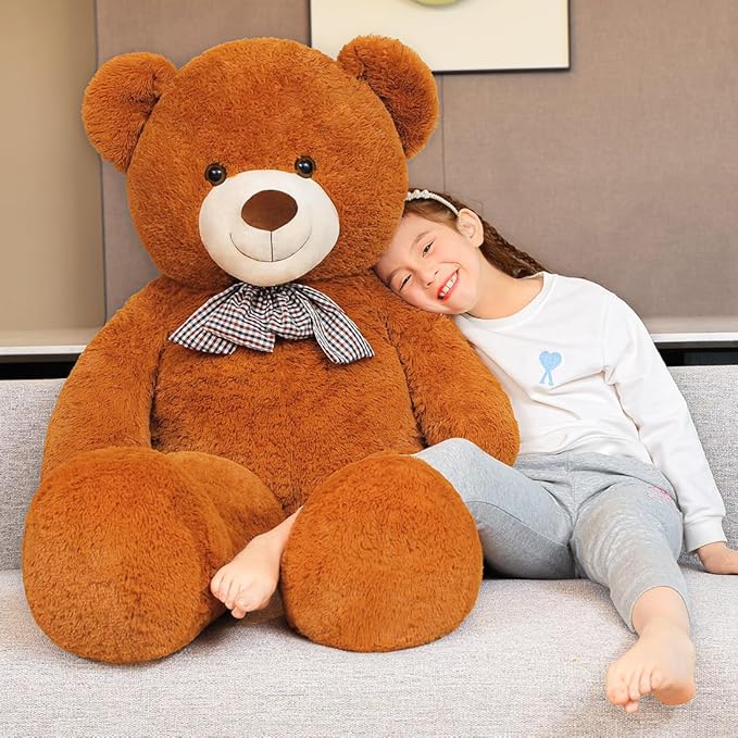 Giant Teddy Bear 47" Stuffed Animals Plush Toy, 4 Feet Cute Life Size Big Soft Bear for Boy Girl Birthday Valentine Mother's Day, 5LBs, 120CM, Dark Brown