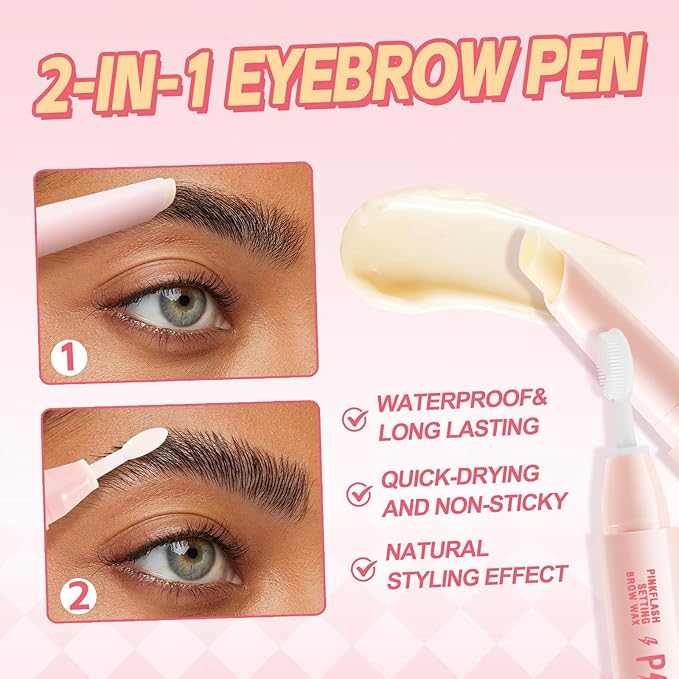 Boobeen Brow Wax, Waterproof Eyebrow Wax Styling Pencil, Eyebrow Gel，Shaping with Slanted Tip Application, Long-Lasting Hold