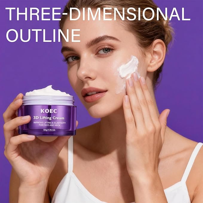 3D Effect Facial Cream 1.7 fl oz, Probiotic & Peptide Night Moisturizer for Face and Neck, Helps Improve the Look of Firmness and Fine Lines (1)