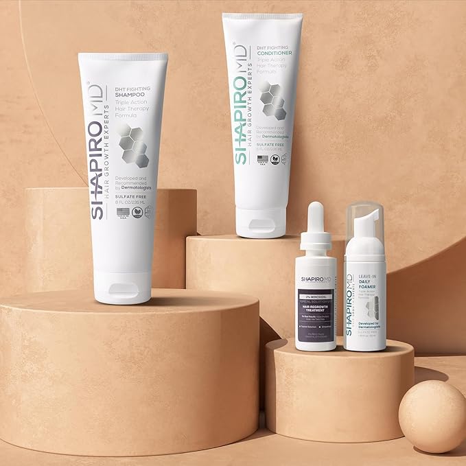 Shapiro MD Hair Growth Experts Women's Regrowth Kit Plus: Shampoo, Conditioner, 2% Minoxidil, Leave-In Foamer. Anti Hair Loss and Thinning Hair Solution for Women, 1 Month