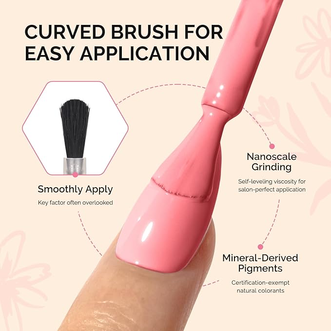 MelodySusie Fleurwee Plant Based Gel Nail Polish, Nail Polish Hema Free 21 Non Toxic Long Lasting No Chip Finger Toe Nail Art Manicure Salon DIY at Home Gifts for Women Guava Glitter P55