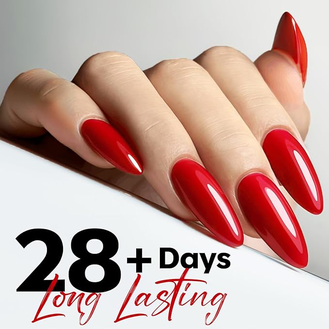 modelones Red Gel Nail Polish Nail Bright Ferrari Red Christmas Gel Polish Soak Off LED Nail Art DIY Salon Manicure New Year Party Nails 15 ML