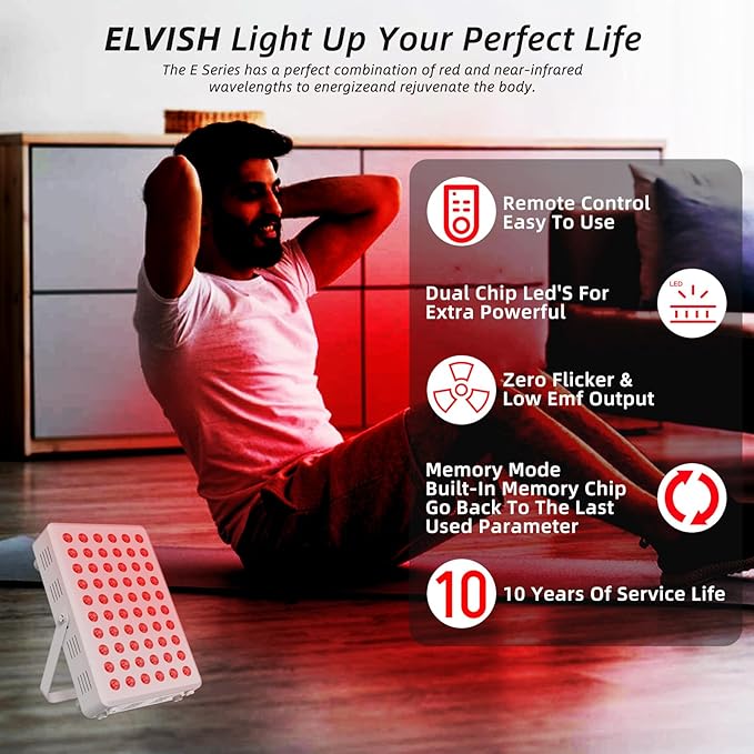 Red Light Panel for Body and Face, 660nm Red 850nm and Near Infrared, Remotcontrol 60 LEDs Red Light Therapy Panel, Used to Promote Sleep, Improve The Body, Relieve Muscle Fatigue (E-300-Wtite)