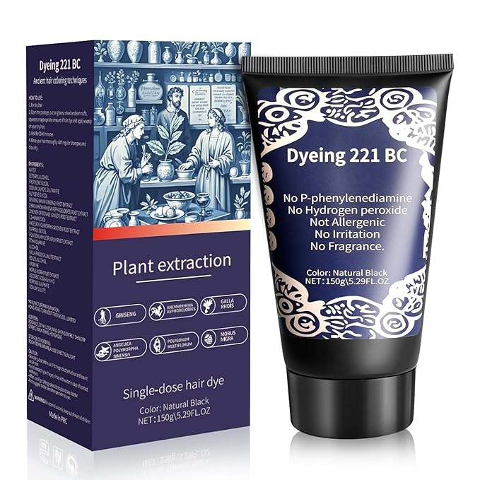 Black Hair Color Ammonia Free/PPD Free/Hydrogen Peroxide Free, Natural Herbal Black Hair Dye for Women Men Gray Hair Coverage, Champu para canas