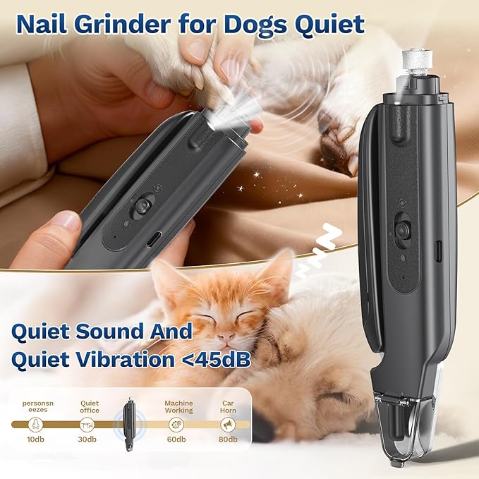 2-in-1 Dog Nail Clippers & Cat Nail Clippers Trimmers for Large Medium Small Dogs Cats Claw Trimmer Quick Sensor and Safety Guard USB Rechargeable with 2 LED Lights Dogs Nail Trimmer (Ivory)