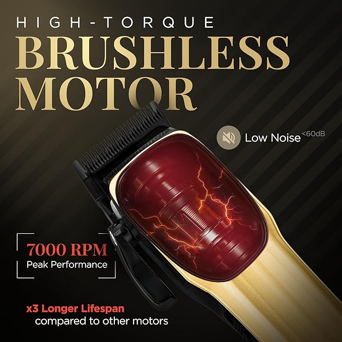 Fagaci Professional Hair Clippers for Men with Superior Precision, 5X Longer Sharpness Professional Barber Clippers Cordless with 2 Blades Fade & Taper, Brushless Motor Mens Hair Clipper Cordless Set