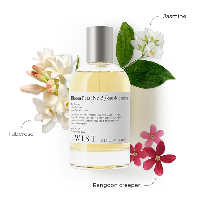 Twist - Bloom Petal No. 5 - Eau De Parfum Inspired by Guc. Bloom, Long-Lasting Perfume For Women, Jasmine & Honeysuckle, Vegan, Clean Ingredients, Fragrance - Spray 100 ml | 3.4 fl. oz.