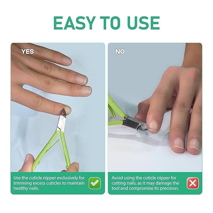 Professional Cuticle Trimmer with Cuticle Pusher Nail Cuticle Remover Nipper Silver Stainless Steel Sharp Blades Manicure Tools with Double Spring Nail Care Pedicure Nail Tools Home Spa (Green)