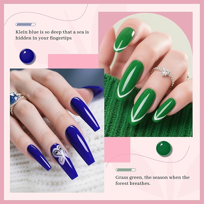 JODSONE 12 Bottles Gel Nail Polish Set Base Coat Glossy Top Coat Fast Drying Long Lasting Soak Off Wipe Free