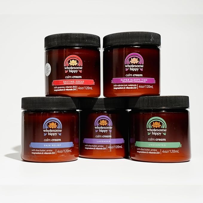 Wholesome Hippy Magnesium Calm Cream – All Natural Body Butter with Magnesium, Vitamin D3, Arnica & Turmeric – Soothing Moisturizer for Skin Wellness & Relaxation – 4oz