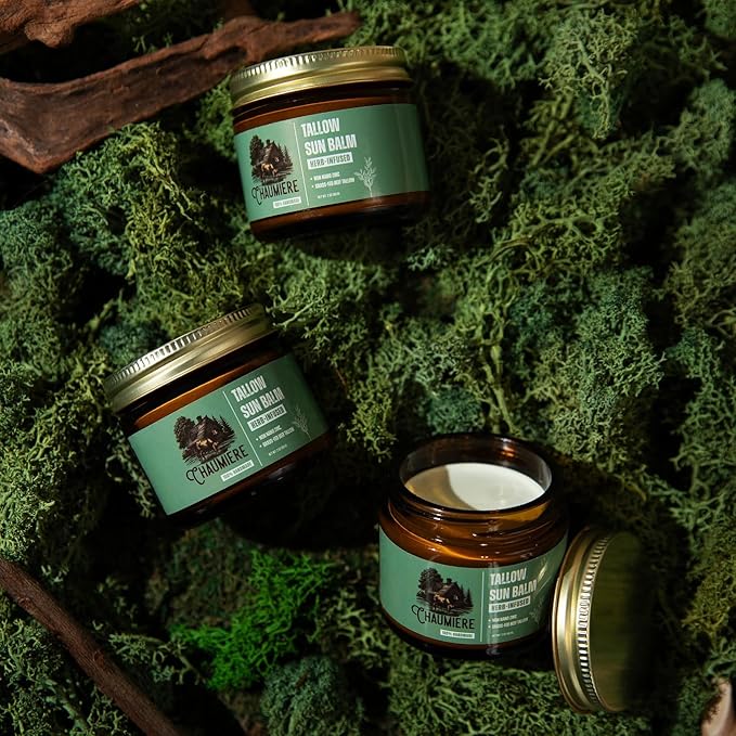 Tallow Sunscreen SPF 50 – Herb-Infused Balm with Non-Nano Zinc, Carrot Seed Oil & Grass-Fed Tallow – Natural Face & Body Moisturizer, Reef Safe, Organic Ingredients, Made in USA – 2.5x3 oz