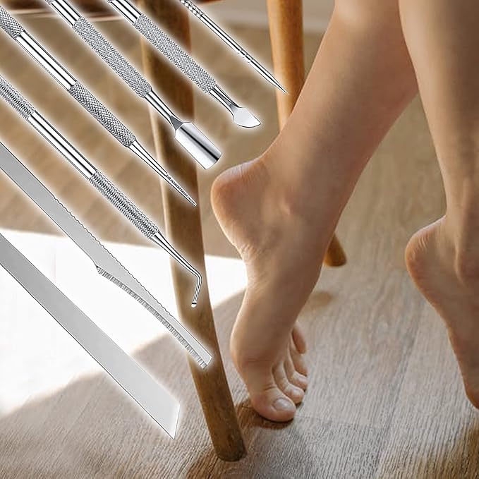 Ingrown Toenail Pedicure Tool Kit 7pcs Nail Manicure Kit Stainless Steel Nail Care Treatment for Nail Correction Polish Pain Relief true color 7 Piece Set (true color)