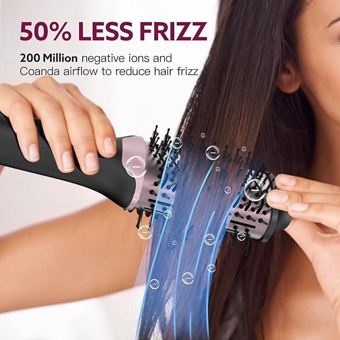 Blow Dryer Brush Hair Dryer | One-Step Hot Air Brush with Oval Volumizer High-Speed Hair Styler with Negative Ions for Drying & Smoothing & Volumizing for All Hair Types 110000 RPM Black