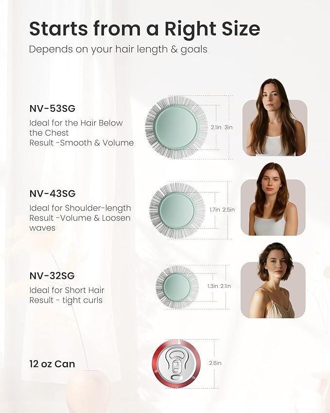 AIMIKE NaturaVol Round Brush for Blow Out, Large Round Hair Brush Nano Thermal Ceramic & Ionic Tech, for Blow Drying & Salon-like Styling at Home, Maximum Volume and Shine- 2.1" Barrel, 3" w/Bristle