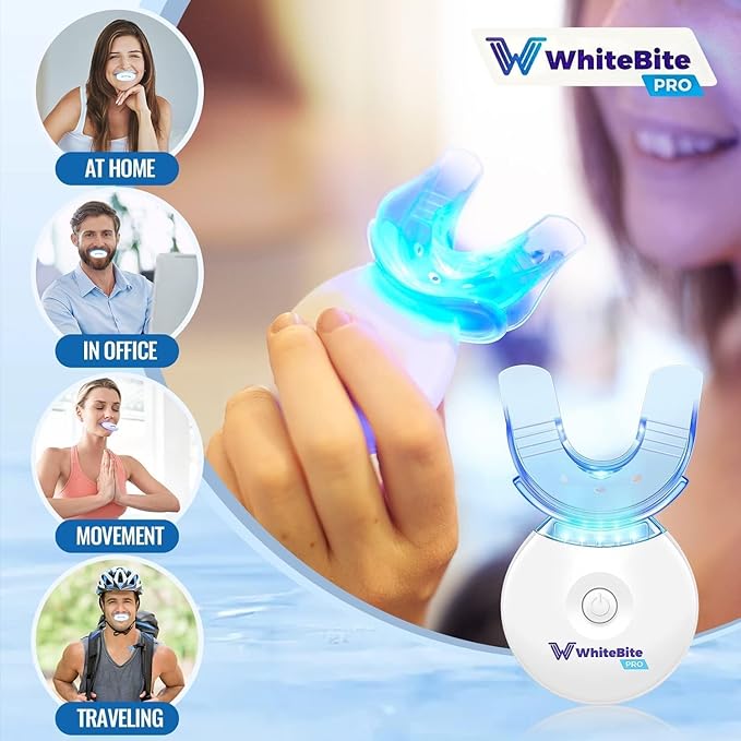 Whitebite Pro Teeth Whitening Kit for Sensitive Teeth | 4 Whitening Gels & 2 Remineralizing Gels | LED Light System for Fast Results | Professional Dental Grade | Enamel Safe