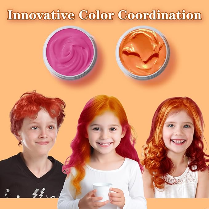 Orange Hair Color Wax, Temporary Hair Color Wax, Temporary Hair Dye for Dark Hair, Washable, Kids, Halloween, Cosplay, Party, Girls