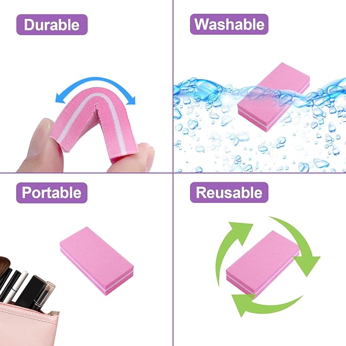 Nail Buffers (60 Pack), Buffer Block Nail File for Acrylic Nails and Natural Nails, 100/180 Grit Small Nail Buffer Block Bulk Buffing Blocks for Nail Buff Professional Manicure File Blocks Set Pink