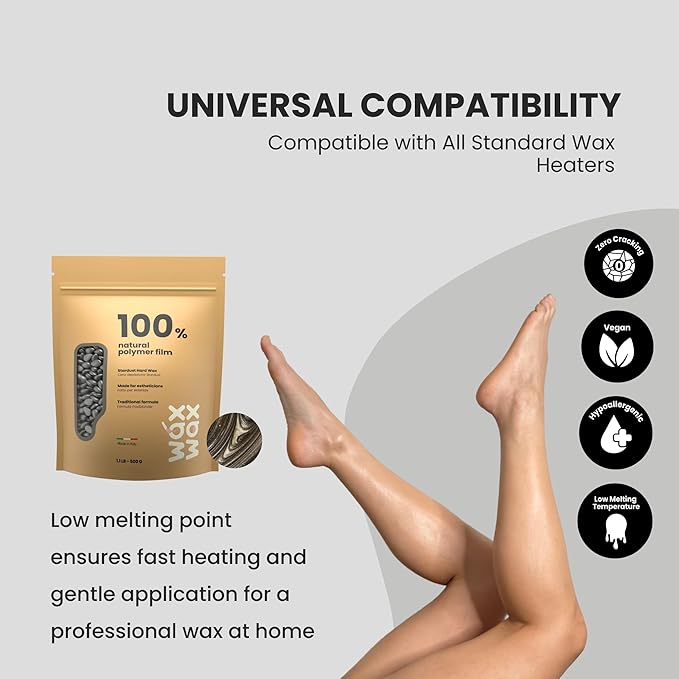 Stardust Hard Wax Beads | Coarse Hair Removal Wax for Ultra Sensitive Skin | Strip-Free, Low Melting, Cruelty-Free & Eco-Friendly Waxing Beads With Hybrid Rosin Formula | Made In Italy - 2.5lb