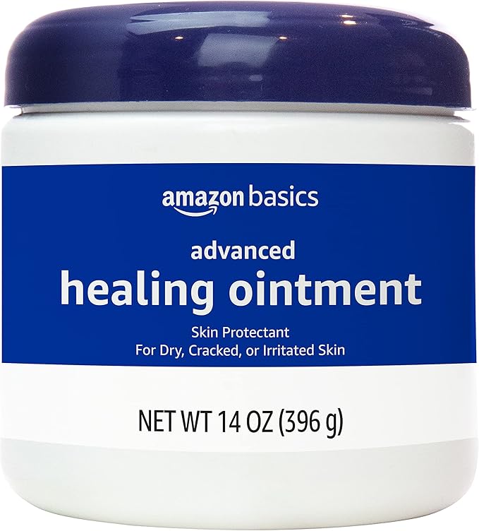 Amazon Basics Healing Ointment & Skin Protectant for Dry & Cracked Skin and Chapped Lips, Fragrance Free, 14 Oz (Pack of 1)