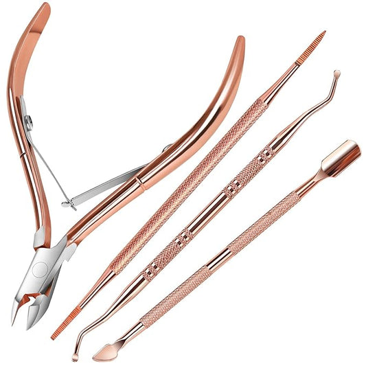 FANDAMEI Nail Care Kit, Nail Cuticle Nippers, Ingrown Toenail Tools Kit, Nail Lifter, Toenail File and Lifters Stainless Steel, Nail Cuticle Pushers, Professional Manicure and Pedicure Set, 4 PCS