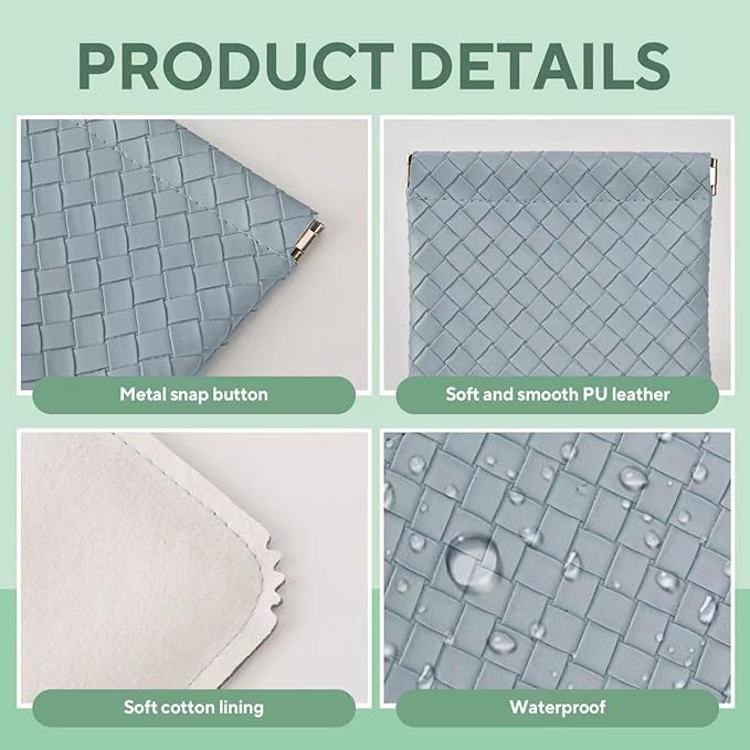 4PCS Small Makeup Bag for Purse，Waterproof Leather Portable Mini Makeup Bag,Snap Closure Organizer Pouch for Coin Cards Jewelry Lipstick Cosmetic Accessories，Small Travel Kit Storage Pouch