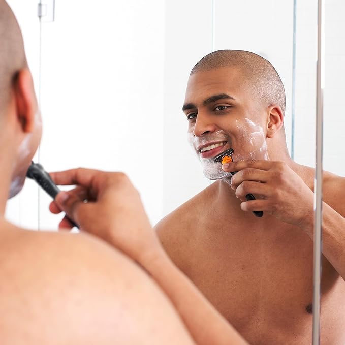 BIC Comfort 3 Refillable Three-Blade Disposable Razor for Men, Sensitive Skin Razor For a Comfortable Shave, 1 Handle and 6 Cartridges, 7 Piece Razor Set (Pack of 2)