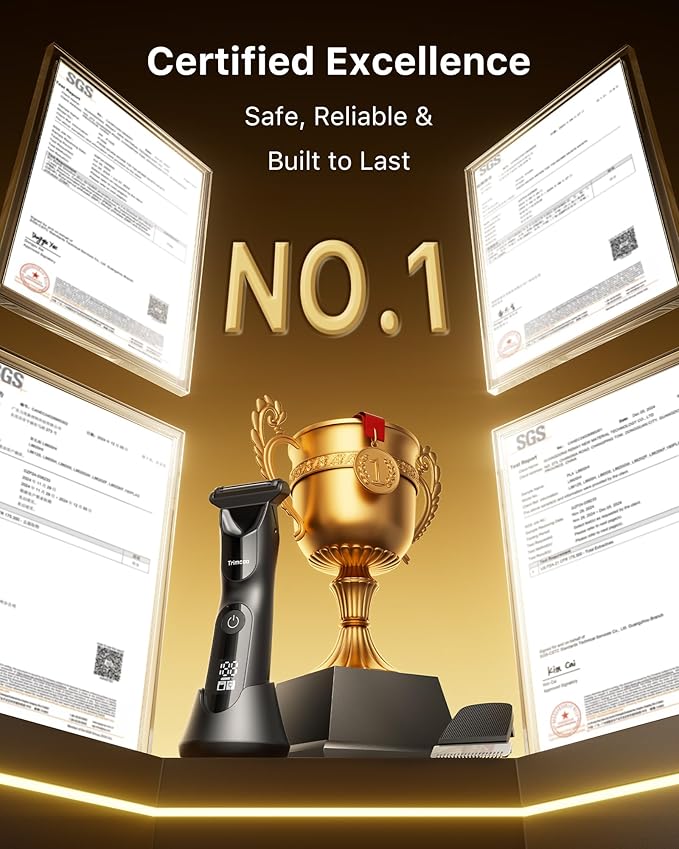 New Bikini Trimmer for Women [LED Light & Diaplay] Electric Foil Shaver for Men, Body Hair Trimmer for Face, Groin, Arm, Back, Wet/Dry Painless Groomer with Ceramic Blade,Travel Razor, Black