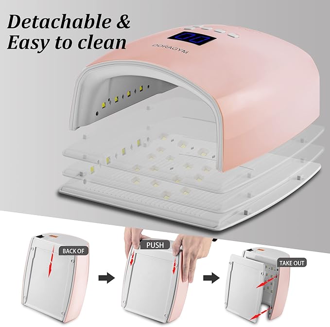 UV LED Nail Lamp, Cordless Gel Polish Dryer for Professional Gel Manicures - Pink