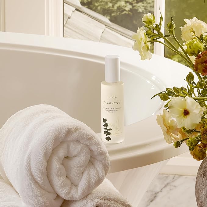 Thymes Daily Shower Spray for a Spa Like Experience - Home Essentials - Mist Scented with Eucalyptus Oil, Italian Lemon, Bergamot & Lemongrass (Eucalyptus Shower Spray, 3.4 fl oz)