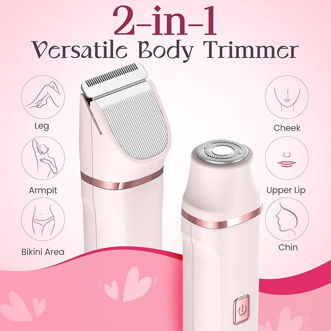 Bikini Trimmer for Women - Painless Electric Razors for Silk Skin,Cordless Body Shaver for Trip,Replaceable Lady Facial Razor, IPX7 Waterproof&Easy Cleaning, Stocking Stuffers Christmas Gifts