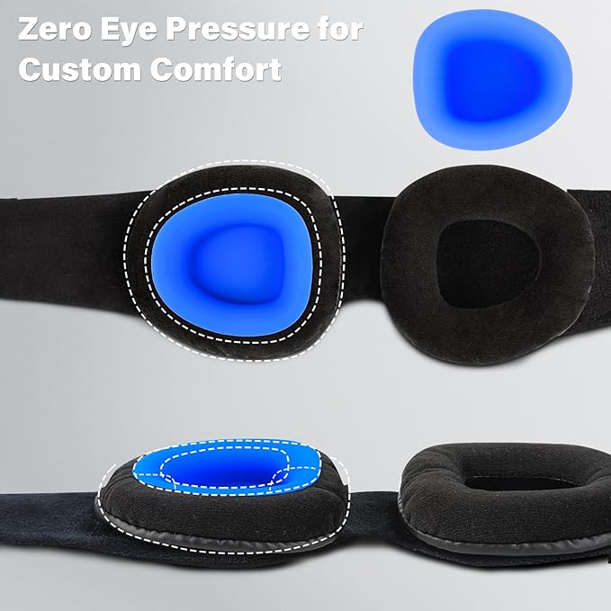 Sleep Mask for Dry Eyes – 100% Blackout Eye Mask & Moisture Goggles – Adjustable Sleeping Mask for Men & Women – Reusable Eye Masks for Sleep, Soft & Comfortable – Great for Travel, Black