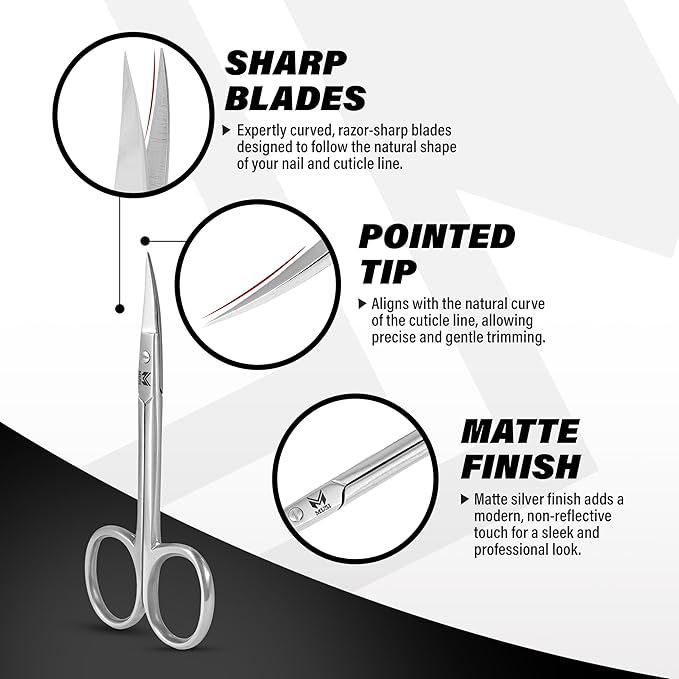 MUSI 4-Piece Cuticle Care Kit – Precision Cuticle Nipper, Pusher, Scraper & Cuticle Scissors – Stainless Steel Manicure Tools Set for Nail & Skin Grooming – Salon & Home Use