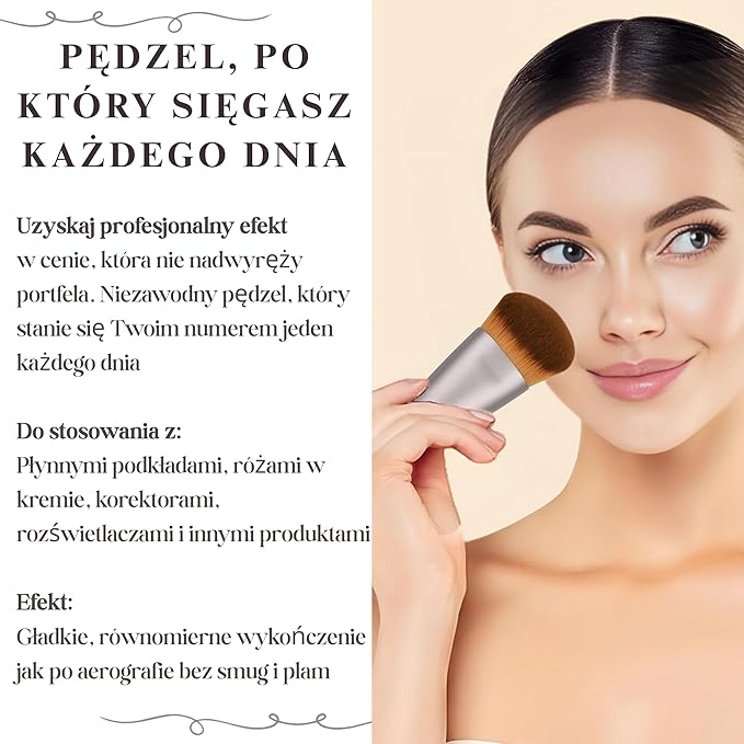 Kabuki Makeup Brush - Angled Blender Brush for Powder, Cream, Liquid Foundation, Sunscreen, Blush Blending & Bronzer - Professional Make Up Brush - Full Face Makeup Brush - Vegan & Cruelty Free