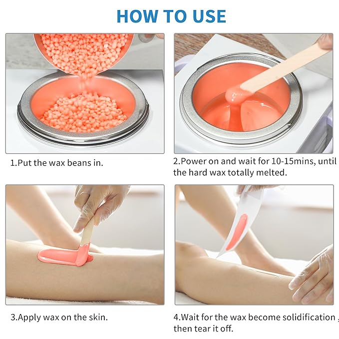 Single Professional Electric Wax Heater Machine for Hair Removal - Large Paraffin Pot with Adjustable Temperature, Facial Skin Body SPA Salon Equipment, 50 Wax Sticks Included