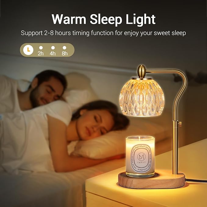Candle Warmer, Candle Warmer Lamp with Timer & Dimmer Height Adjustable Scented Candles, with 2 * 50W Bulbs for Home Decor Mothers Day(Gold)