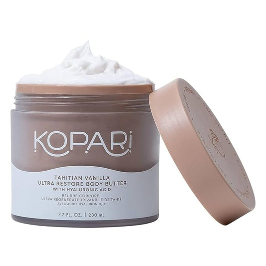 Kopari Ultra Restore Body Butter, Whipped Lightweight Formula, Hyaluronic Acid & Mango Butter, Deep Long-Lasting Moisture, Tahitian Vanilla 7.7 oz