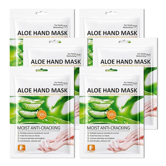 Hand Mask Moisturizing Gloves 6 Pack,Hydrating Hand Mask for Women,Soft Gloves for Dry Cracked Skin M