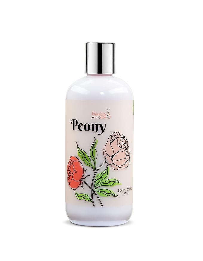 Home Spa Gift 10oz Deep Moisturizing Fragrance Body Lotion & 8 oz. Fine Fragrance Body Mist Set Luxury Self-Care Combo for Women and Girls (Peony)