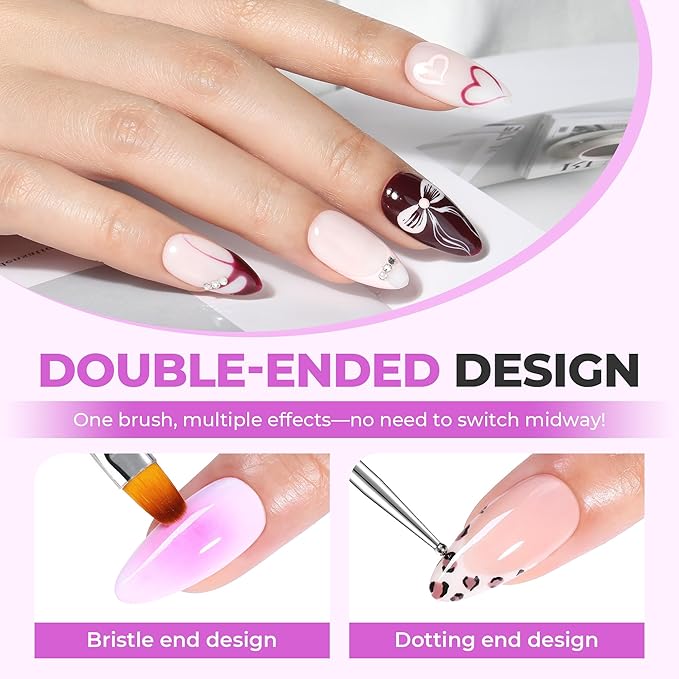 UNA GELLA Nail Art Pens 6PCS Purple Color Double-ended Acrylic Nail Brush Set Nail Dotting Tools Nail Art Design Brushes for Gel Polish, Liner, Drawing, Dotting and Detailing French Tip Tool