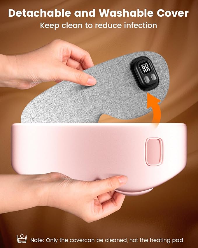 Heated Eye Mask - Cordless Eye Mask for Dry Eyes, Eye Relief, Improved Sleep, Timed Shutdown, 4 Temperature, Washable Eye Heating Pad for Travel, Removable for Cleaning - Rose Pink