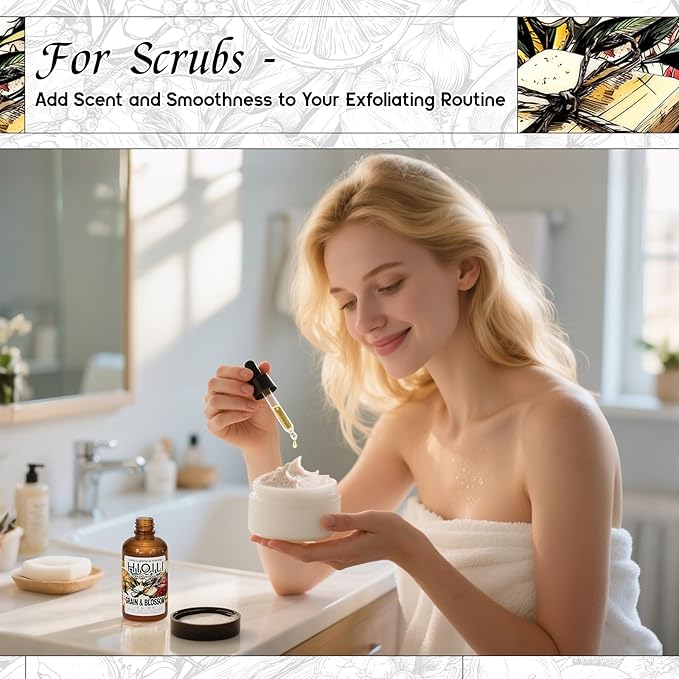 HIQILI Grain & Blossom Fragrance Oil for Diffuser, Candle, Solid Perfume Making, Fresh Floral Scents, Body & Skin Care - 1 Fl Oz