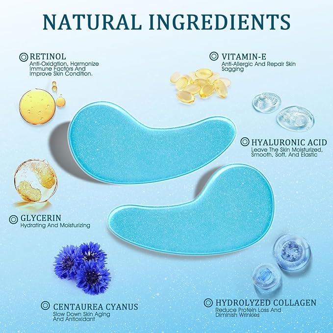 Under Eye Patches Masks - for Fine Lines with Collagen and Hyaluronic Acid, Dark Circles,and Fade Wrinkles, puffiness Smoothing Skin Care Treatment for Women and Men, (30 Pcs) white