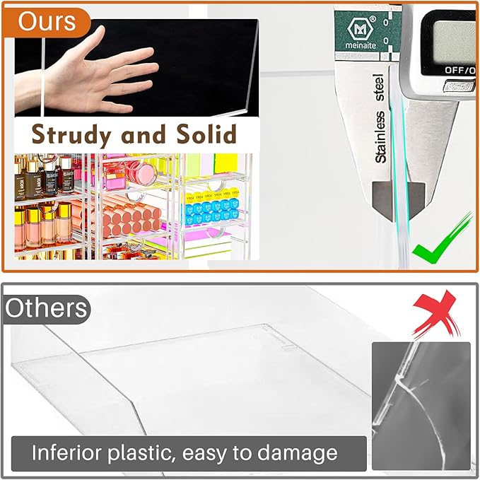 Acrylic Desk Organizers And Accessories With 13 Drawers, Office Desktop Drawers, Plastic Makeup Organizer Containers Bins With Drawers Desk Organization, Bathroom Organizers Storage Case Box Cube
