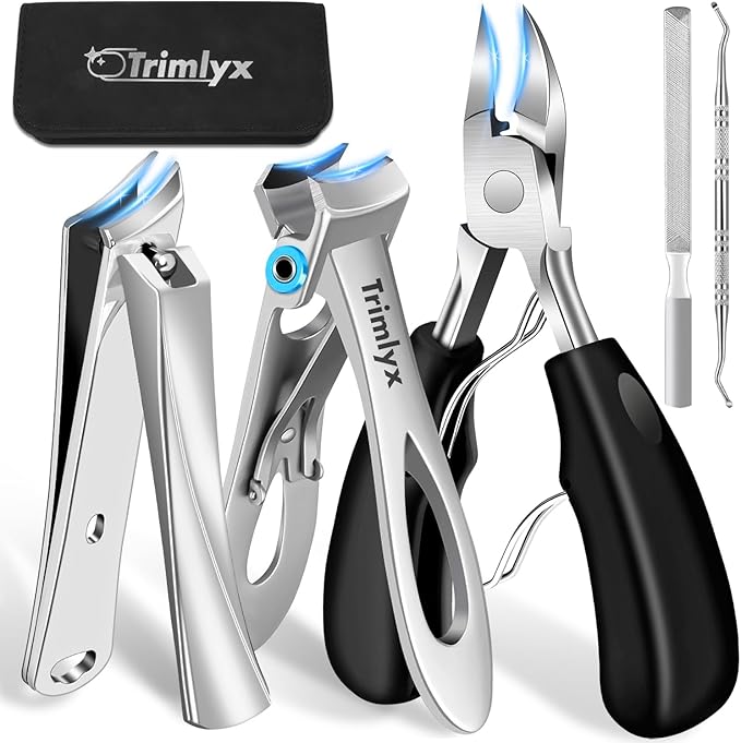 Toenail Clippers for Thick Toenails, Trimlyx Heavy Duty Toe Nail Clippers for Thick Nails for Seniors, Ingrown Nail Clippers for Men, Large Slanted Nail Clippers for Seniors Thick Nails 5Pcs