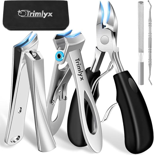 Toenail Clippers for Thick Toenails, Trimlyx Heavy Duty Toe Nail Clippers for Thick Nails for Seniors, Ingrown Nail Clippers for Men, Large Slanted Nail Clippers for Seniors Thick Nails 5Pcs