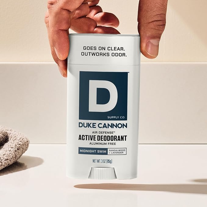 Duke Cannon Midnight Swim Aluminum-Free Deodorant for Men - Air Defense, Sandalwood + Lavender Scent, 3 oz – Long-Lasting, Clear Glide, Skin-Soothing Formula