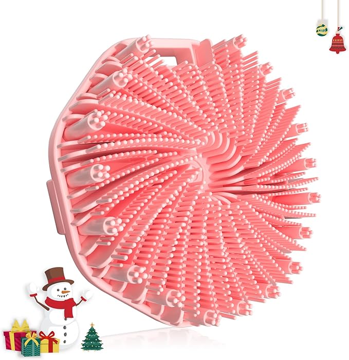 Silicone Body Scrubber, Exfoliating Body Wash Scrubbers Exfoliator, Shower Body Brush for Effective Showering Exfoliation and Gentle Massage (Pink)