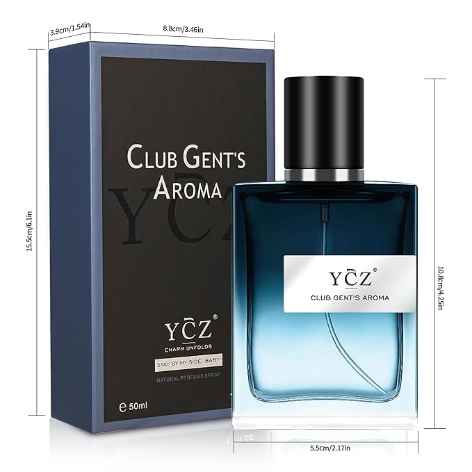 Ycz CLUB GENT'S AROMA, 1.7oz(50ml), Man Perfume, Nightclub Essential Fragrance, Long Lasting Cologne for Men with Aromatic Woody Notes of Aldehyde, Ginger, Mint, and Lemon