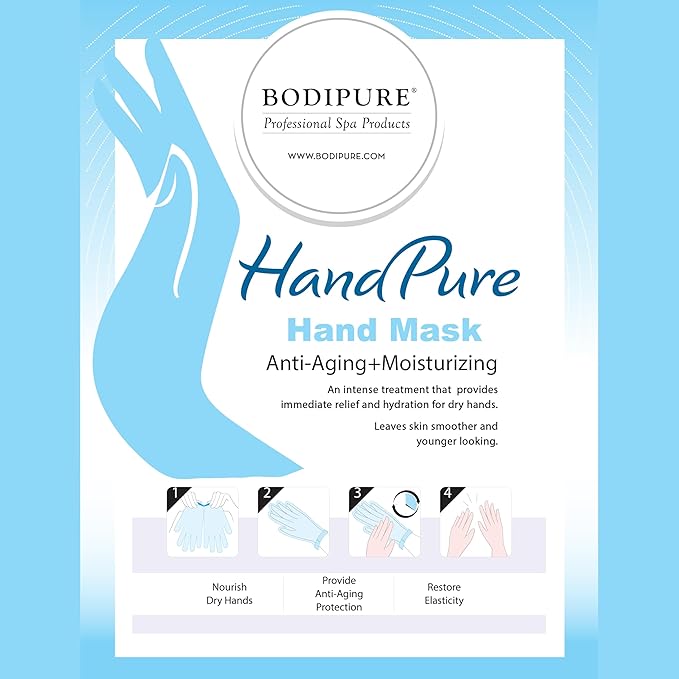 HandPure Hand Repair & Anti-Aging Hand Mask – 20-Minute Moisturizing Gloves for Dry, Cracked Hands, Softens Cuticles, Paraben-Free, With Natural Botanical Ingredients (6 Packs)